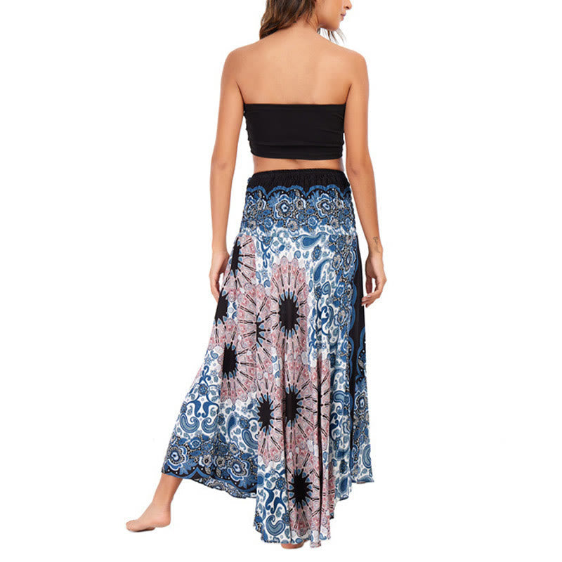 Nimara Ritual Two Style Wear Bohemian Mandala Flower Water Drop Lace-up Skirt Dress