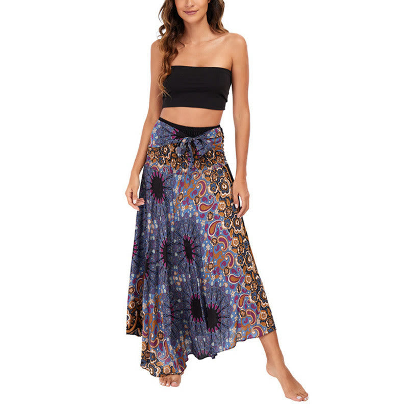 Nimara Ritual Two Style Wear Bohemian Mandala Flower Water Drop Lace-up Skirt Dress