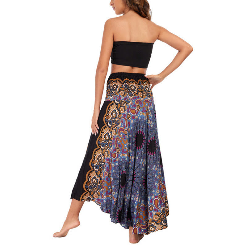 Nimara Ritual Two Style Wear Bohemian Mandala Flower Water Drop Lace-up Skirt Dress