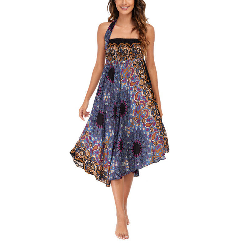Nimara Ritual Two Style Wear Bohemian Mandala Flower Water Drop Lace-up Skirt Dress