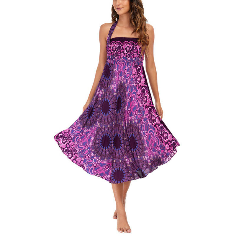Nimara Ritual Two Style Wear Bohemian Mandala Flower Water Drop Lace-up Skirt Dress