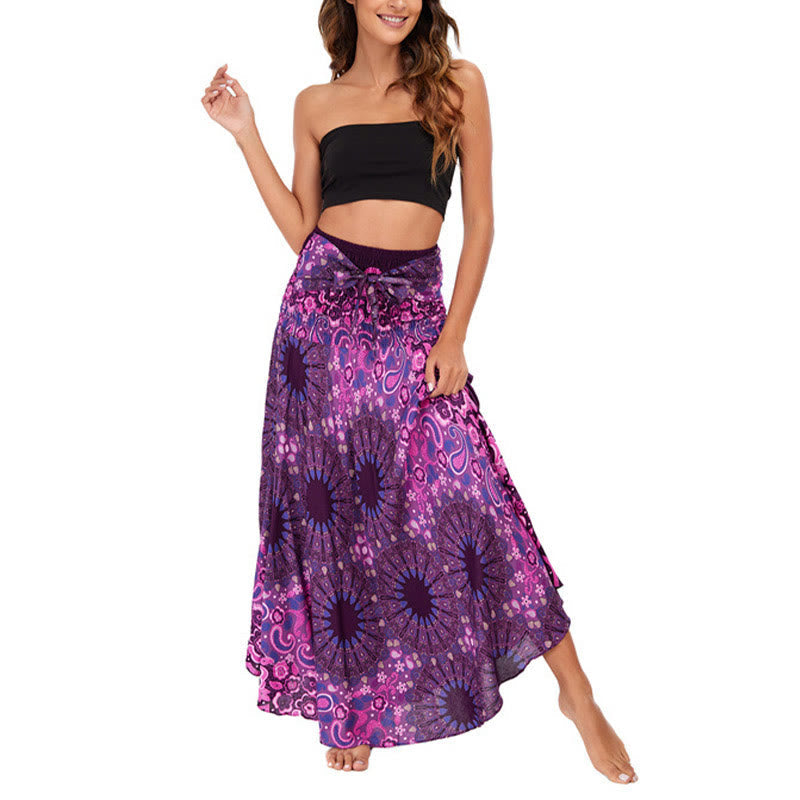 Nimara Ritual Two Style Wear Bohemian Mandala Flower Water Drop Lace-up Skirt Dress