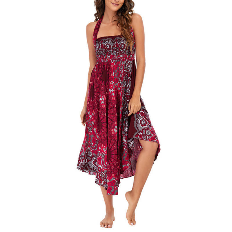 Nimara Ritual Two Style Wear Bohemian Mandala Flower Water Drop Lace-up Skirt Dress