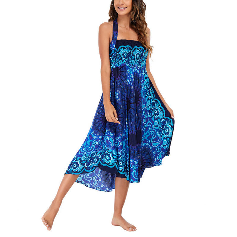 Nimara Ritual Two Style Wear Bohemian Mandala Flower Water Drop Lace-up Skirt Dress