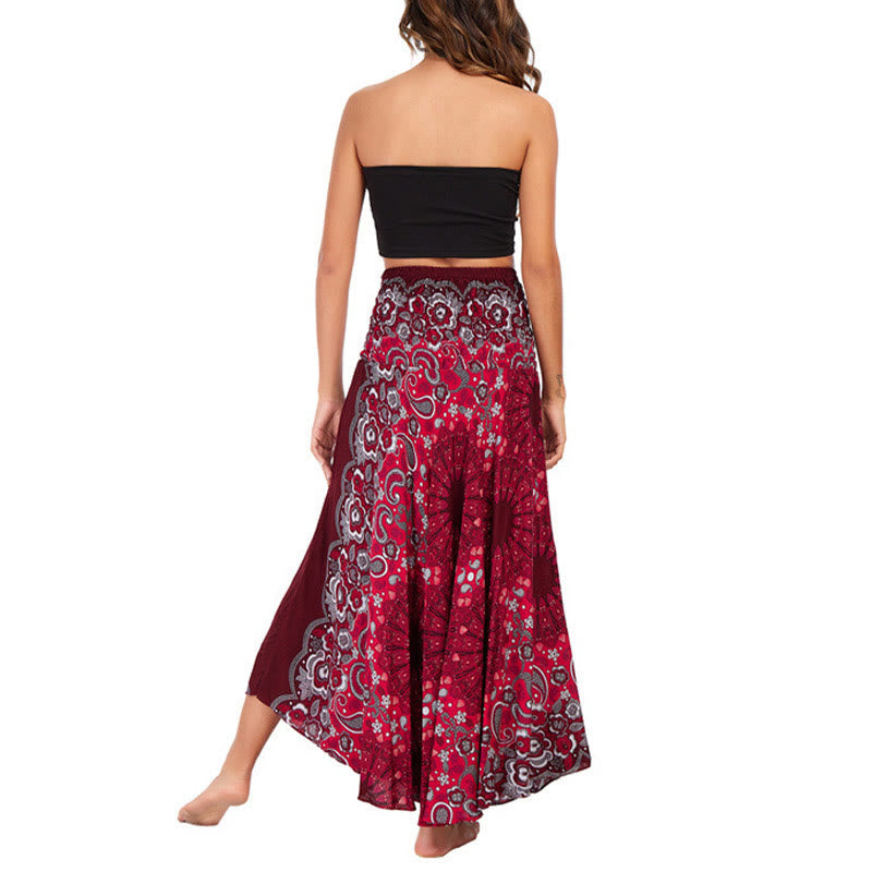 Nimara Ritual Two Style Wear Bohemian Mandala Flower Water Drop Lace-up Skirt Dress