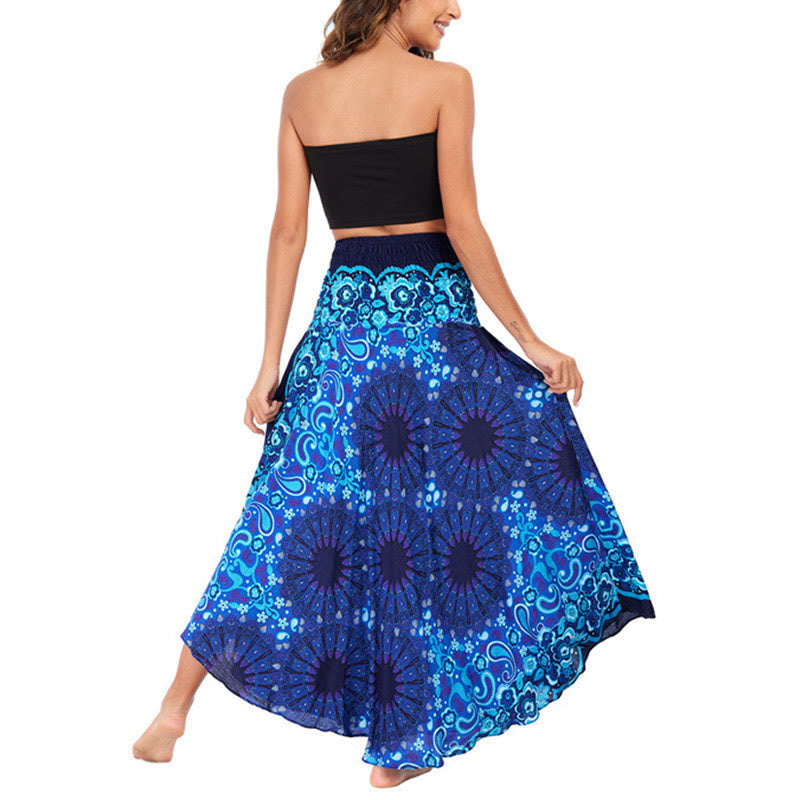 Nimara Ritual Two Style Wear Bohemian Mandala Flower Water Drop Lace-up Skirt Dress