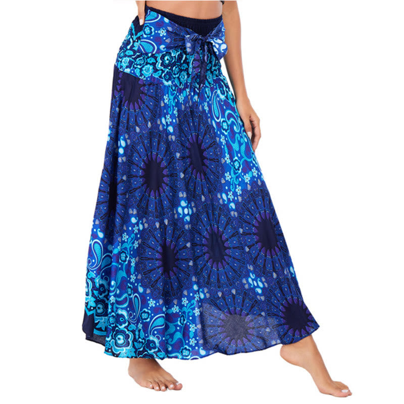 Nimara Ritual Two Style Wear Bohemian Mandala Flower Water Drop Lace-up Skirt Dress