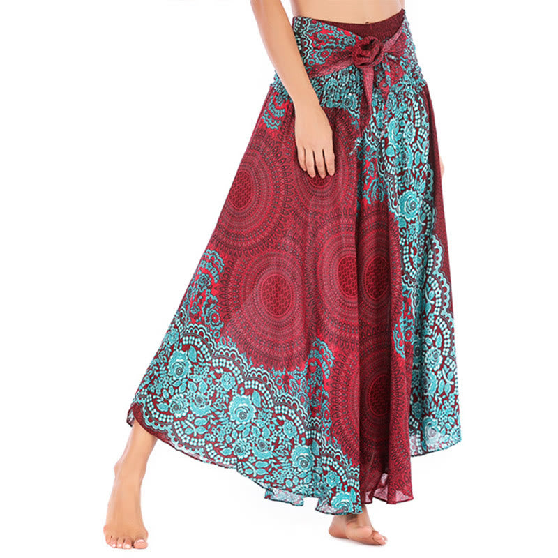 Nimara Ritual Two Style Wear Bohemian Compass Rose Flower Lace-up Skirt Dress