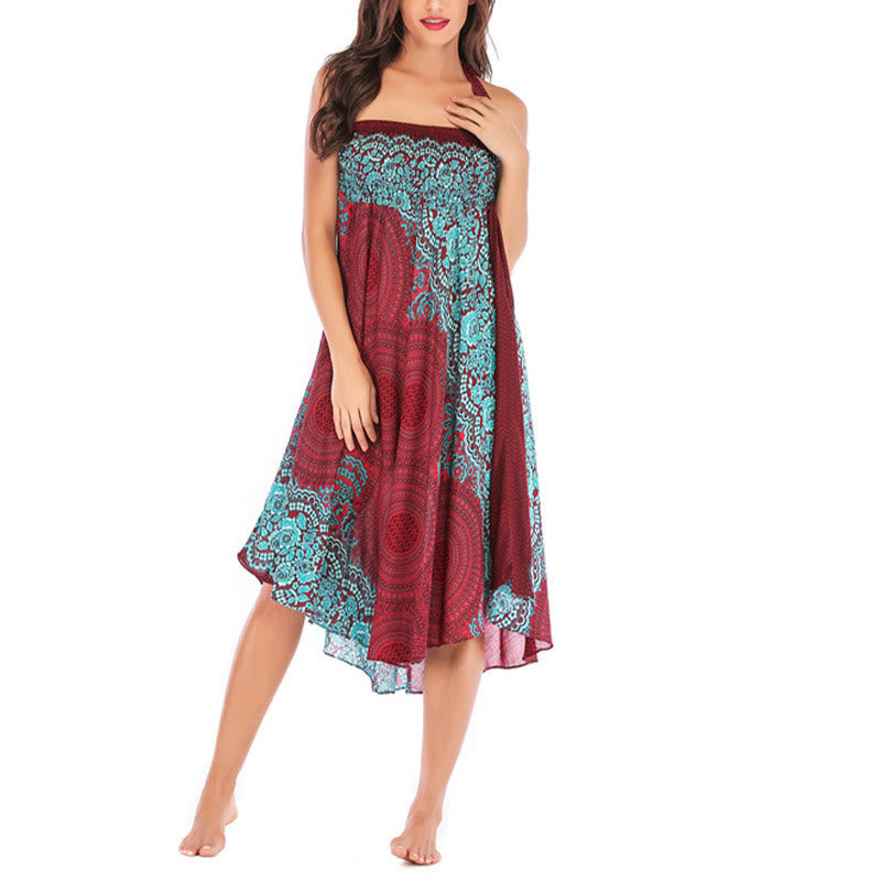 Nimara Ritual Two Style Wear Bohemian Compass Rose Flower Lace-up Skirt Dress