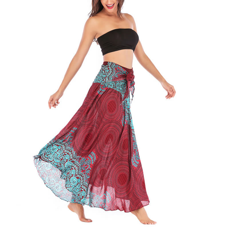 Nimara Ritual Two Style Wear Bohemian Compass Rose Flower Lace-up Skirt Dress