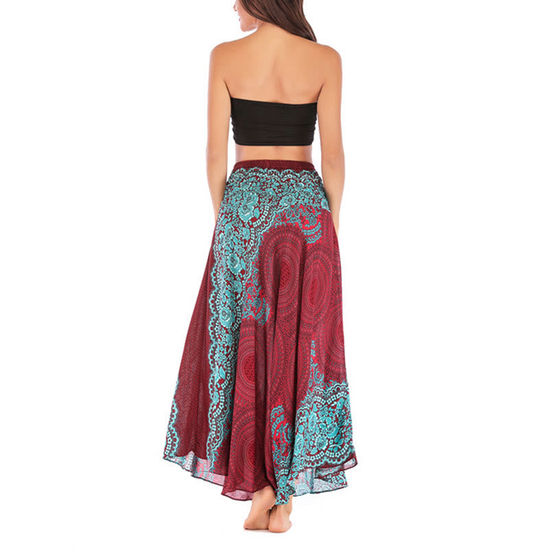 Nimara Ritual Two Style Wear Bohemian Compass Rose Flower Lace-up Skirt Dress