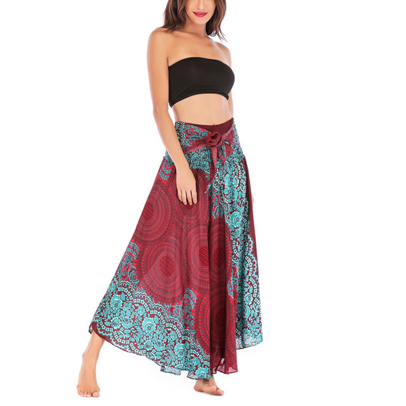 Nimara Ritual Two Style Wear Bohemian Compass Rose Flower Lace-up Skirt Dress