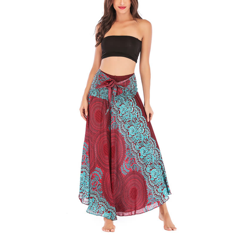 Nimara Ritual Two Style Wear Bohemian Compass Rose Flower Lace-up Skirt Dress