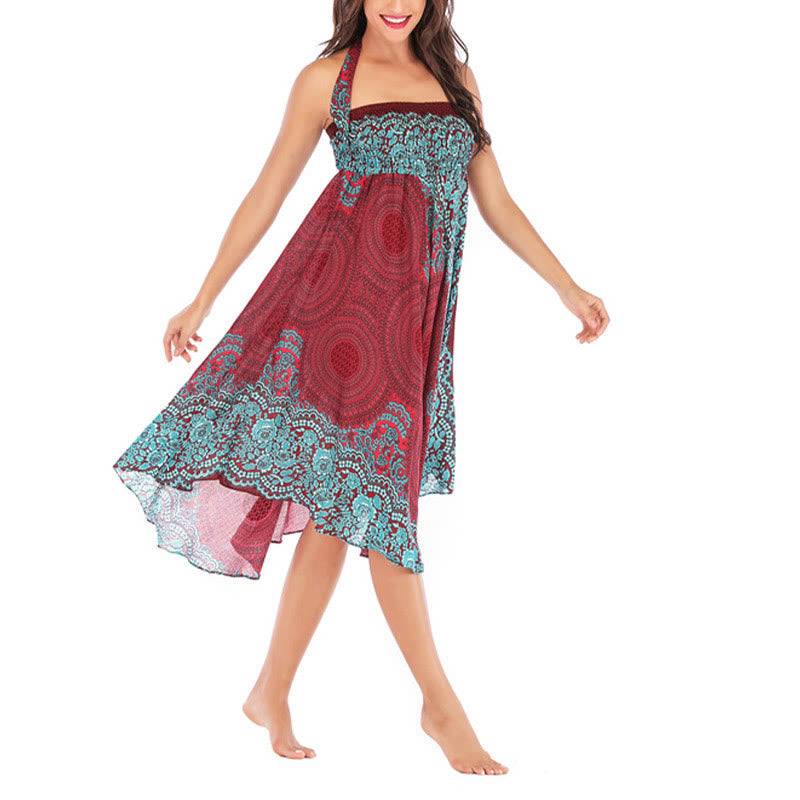 Nimara Ritual Two Style Wear Bohemian Compass Rose Flower Lace-up Skirt Dress