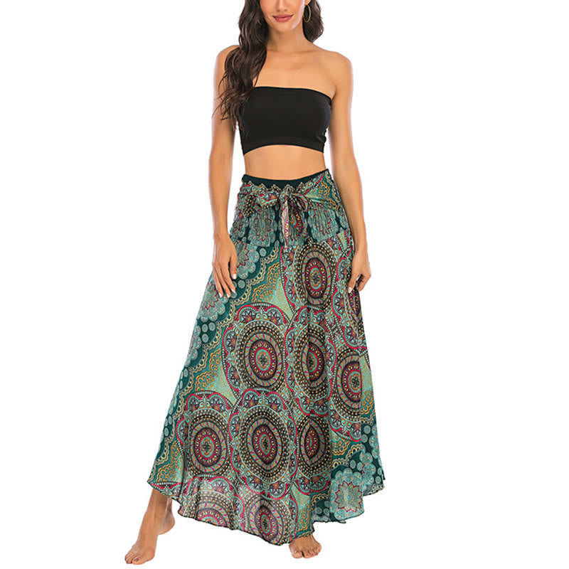 Nimara Ritual Two Style Wear Bohemian Mandala Flower Lace-up Skirt Dress