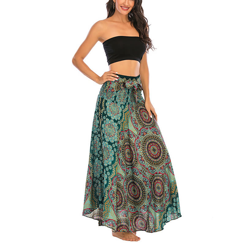 Nimara Ritual Two Style Wear Bohemian Mandala Flower Lace-up Skirt Dress