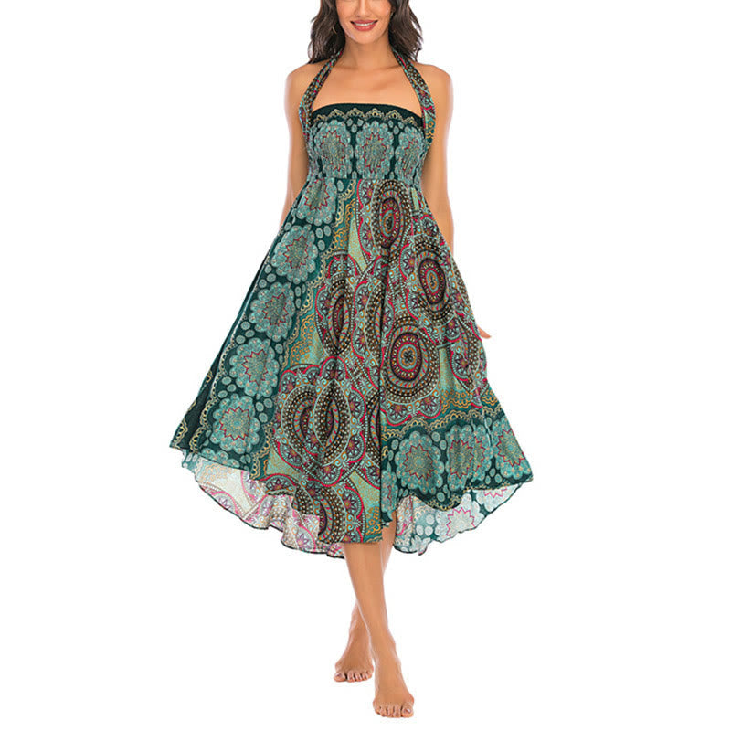 Nimara Ritual Two Style Wear Bohemian Mandala Flower Lace-up Skirt Dress