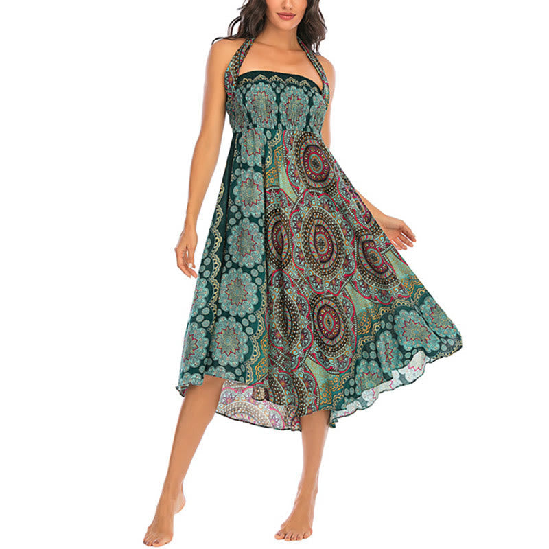 Nimara Ritual Two Style Wear Bohemian Mandala Flower Lace-up Skirt Dress