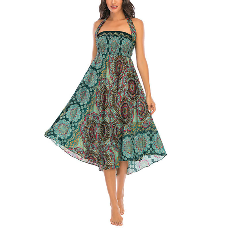 Nimara Ritual Two Style Wear Bohemian Mandala Flower Lace-up Skirt Dress