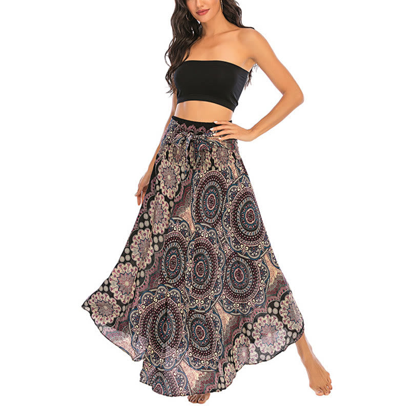 Nimara Ritual Two Style Wear Bohemian Mandala Flower Lace-up Skirt Dress