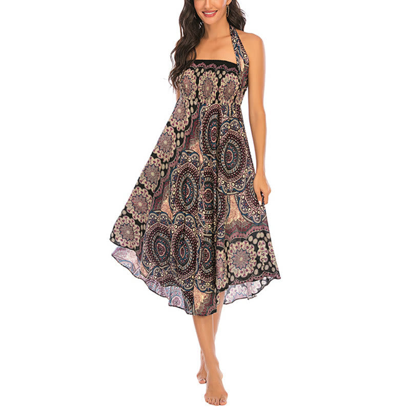 Nimara Ritual Two Style Wear Bohemian Mandala Flower Lace-up Skirt Dress