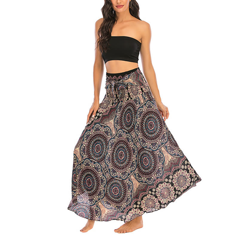 Nimara Ritual Two Style Wear Bohemian Mandala Flower Lace-up Skirt Dress