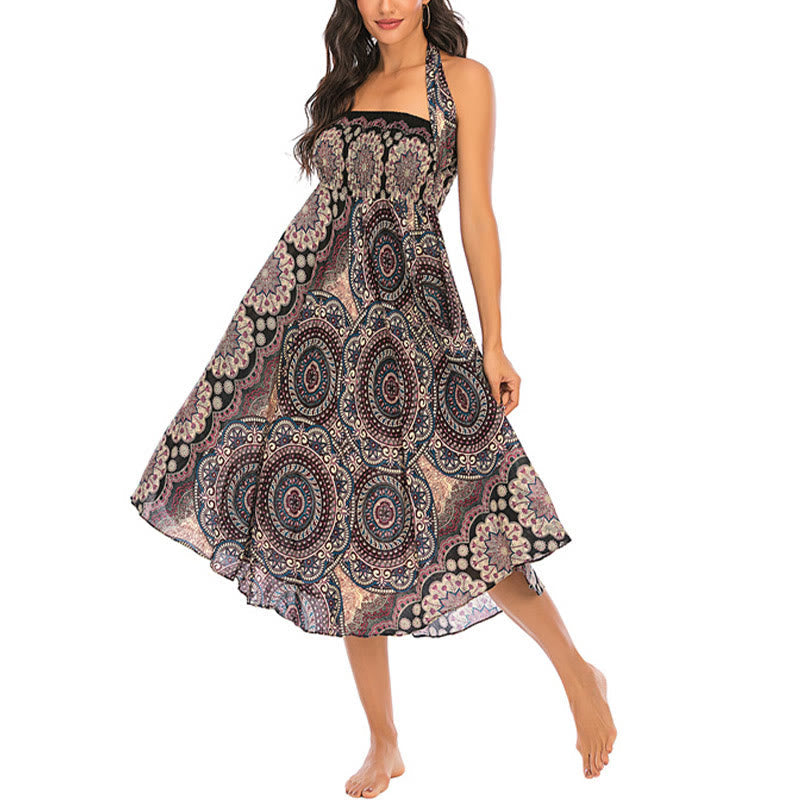 Nimara Ritual Two Style Wear Bohemian Mandala Flower Lace-up Skirt Dress