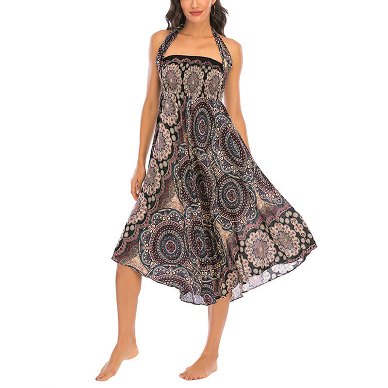 Nimara Ritual Two Style Wear Bohemian Mandala Flower Lace-up Skirt Dress