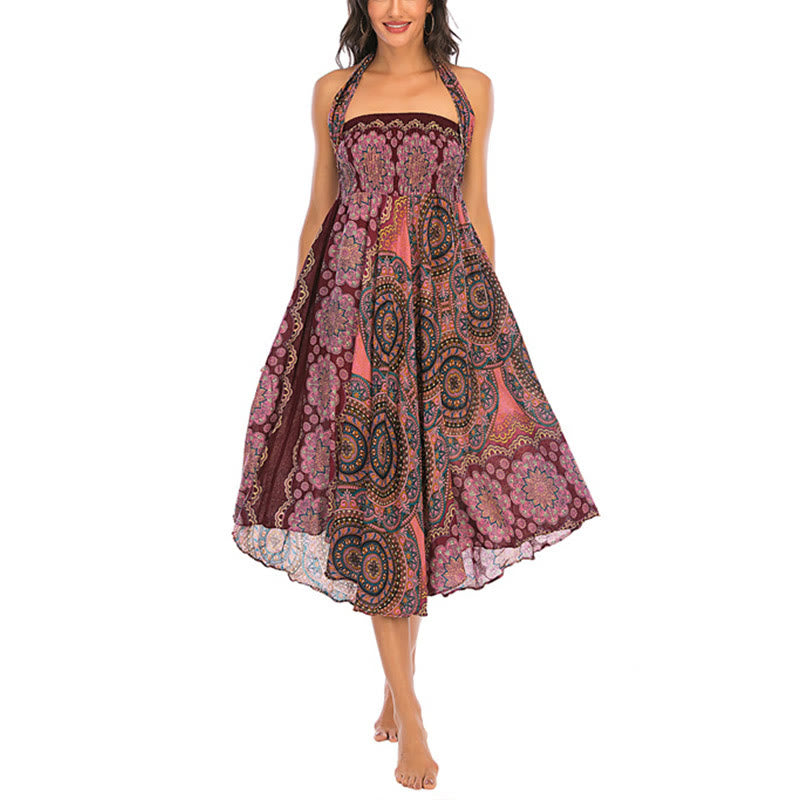 Nimara Ritual Two Style Wear Bohemian Mandala Flower Lace-up Skirt Dress