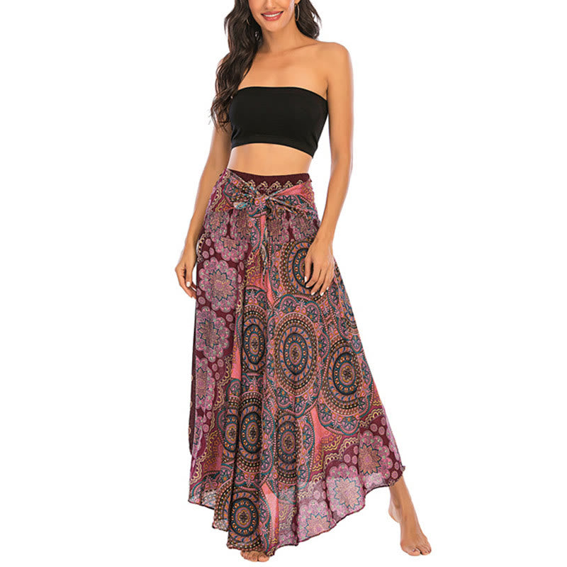 Nimara Ritual Two Style Wear Bohemian Mandala Flower Lace-up Skirt Dress