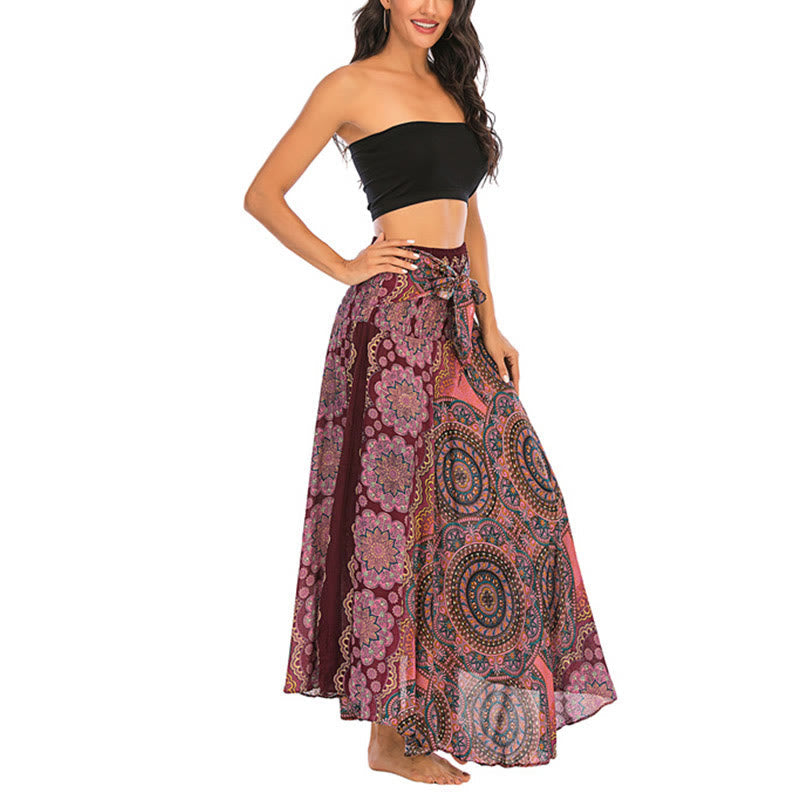 Nimara Ritual Two Style Wear Bohemian Mandala Flower Lace-up Skirt Dress