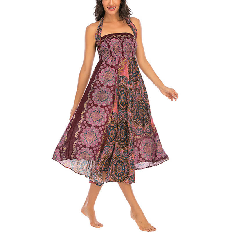 Nimara Ritual Two Style Wear Bohemian Mandala Flower Lace-up Skirt Dress