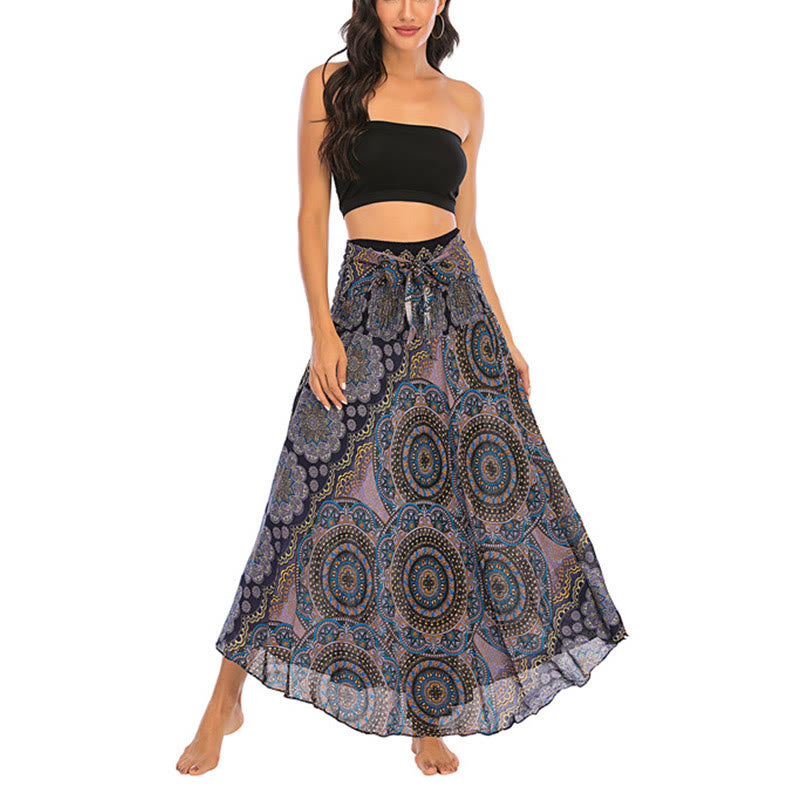 Nimara Ritual Two Style Wear Bohemian Mandala Flower Lace-up Skirt Dress