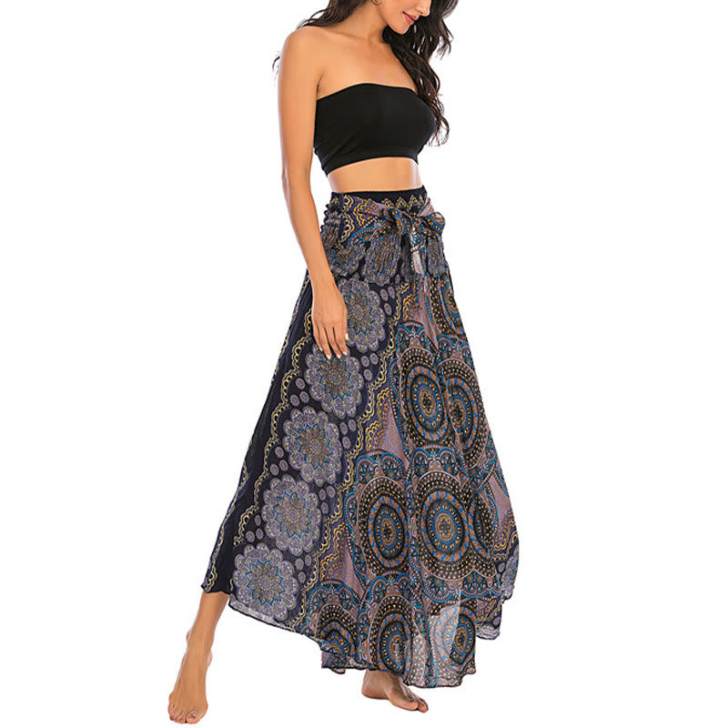 Nimara Ritual Two Style Wear Bohemian Mandala Flower Lace-up Skirt Dress