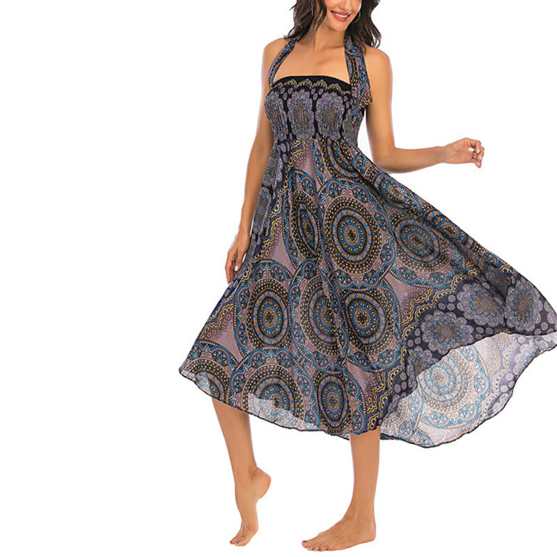 Nimara Ritual Two Style Wear Bohemian Mandala Flower Lace-up Skirt Dress