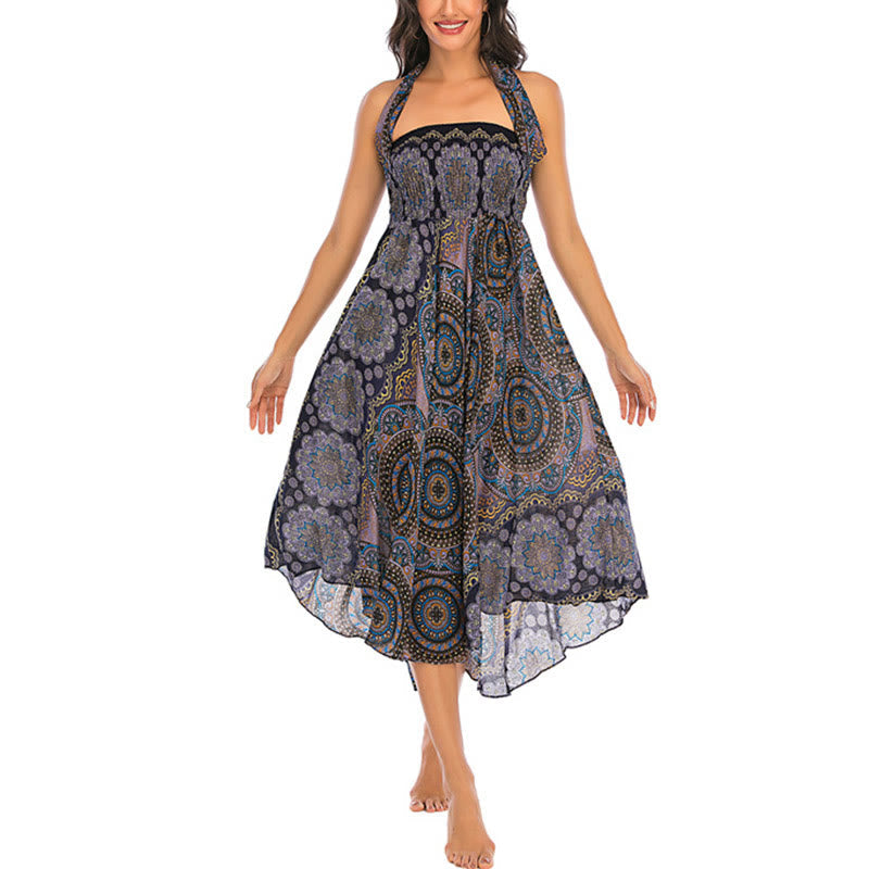 Nimara Ritual Two Style Wear Bohemian Mandala Flower Lace-up Skirt Dress