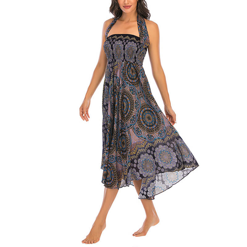 Nimara Ritual Two Style Wear Bohemian Mandala Flower Lace-up Skirt Dress
