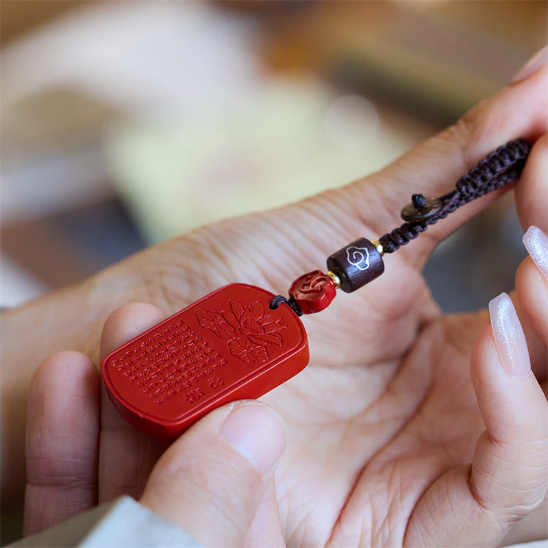 Nimara Ritual Natural Cinnabar Heart Sutra Blessing Key Chain