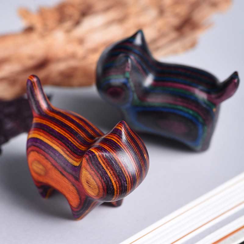Nimara Ritual Mini Cat Kitten Colorful Wooden Cute Pet Decoration