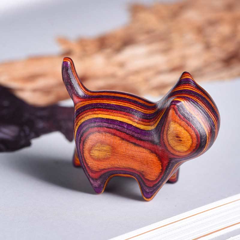 Nimara Ritual Mini Cat Kitten Colorful Wooden Cute Pet Decoration