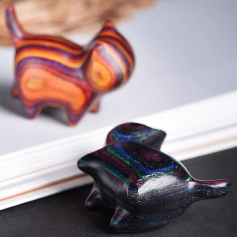 Nimara Ritual Mini Cat Kitten Colorful Wooden Cute Pet Decoration