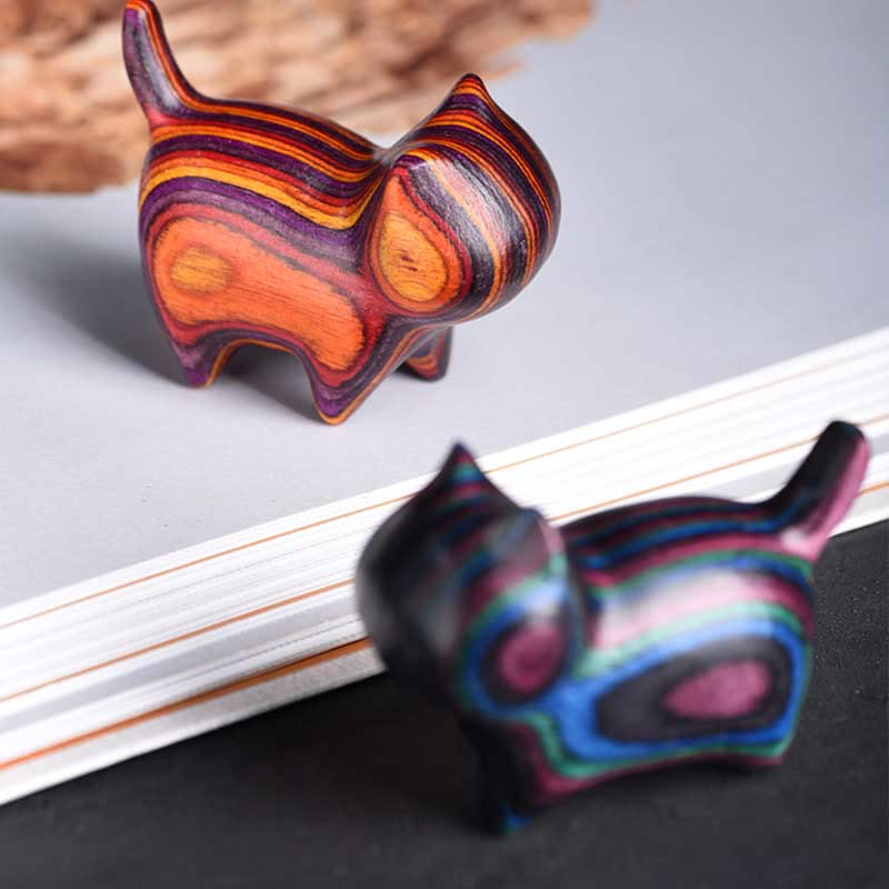 Nimara Ritual Mini Cat Kitten Colorful Wooden Cute Pet Decoration