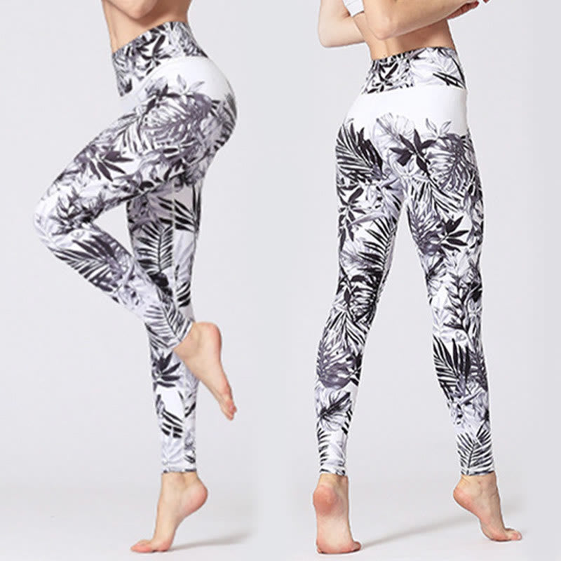 Nimara Ritual Lines Weeds Sakura Flowers Black Tree Print Pants Sports Fitness Yoga Leggings Women's Yoga Pants