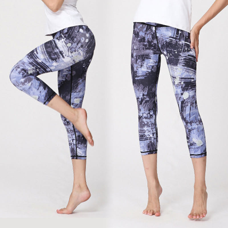 Nimara Ritual Cherry Blossoms Sakura Lines Print Sports Yoga Cropped Leggings Women's Yoga Capri Pants