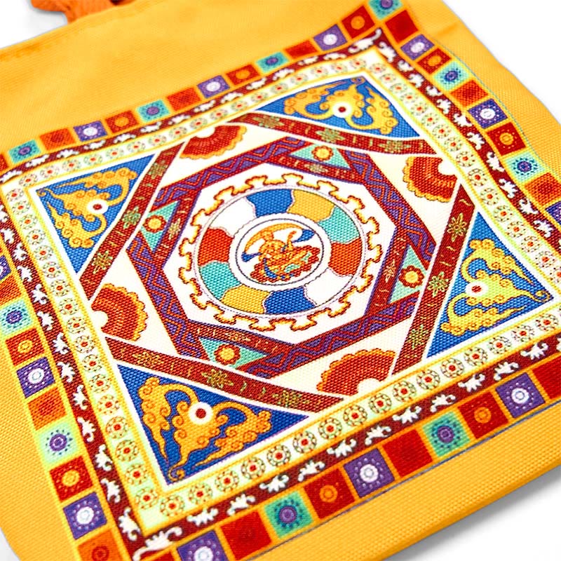 Nimara Ritual Dunhuang Flying Apsaras Lotus Buddha Statues Canvas Handbag