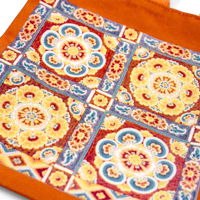 Nimara Ritual Dunhuang Flying Apsaras Lotus Buddha Statues Canvas Handbag