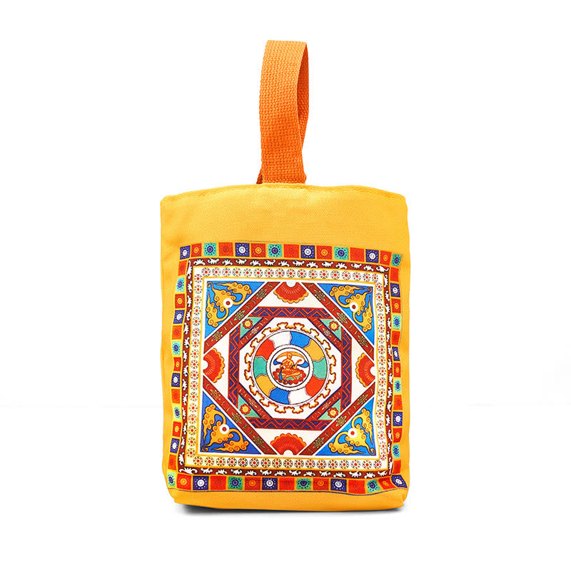 Nimara Ritual Dunhuang Flying Apsaras Lotus Buddha Statues Canvas Handbag