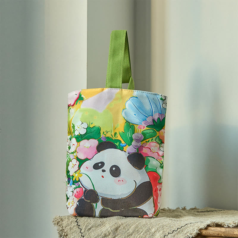 Nimara Ritual Panda Orchid Loquat Canvas Handbag