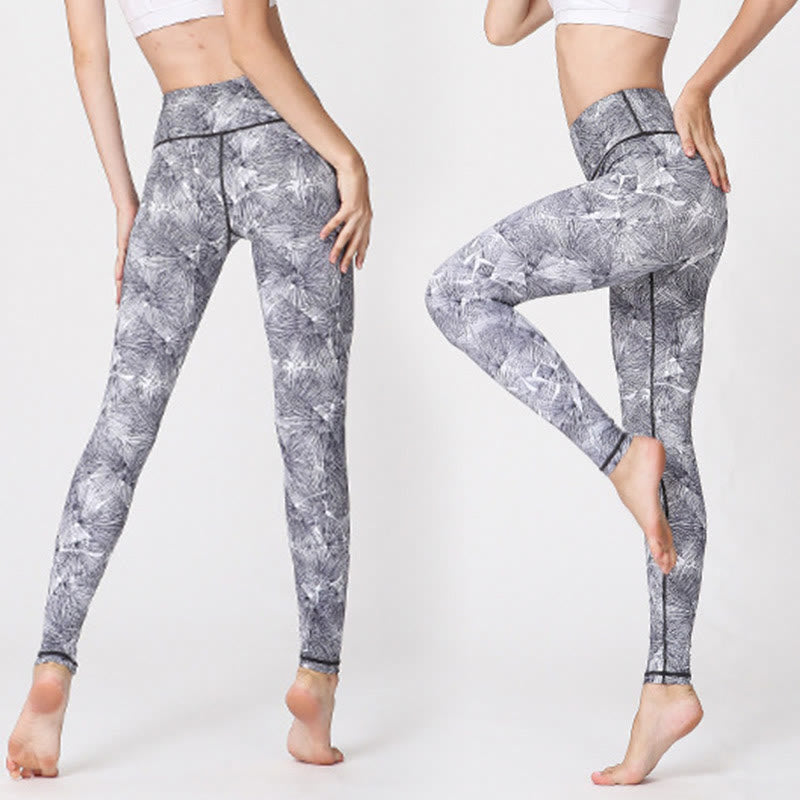 Nimara Ritual Mist Leaves Print Sports Exercise Fitness Leggings Women's Yoga Pants