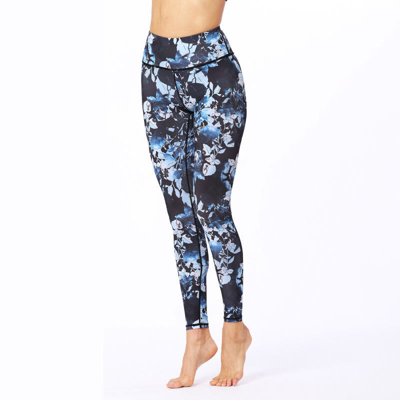 Nimara Ritual Simple Leaves Print Sports Fitness Leggings Women's Yoga Pants